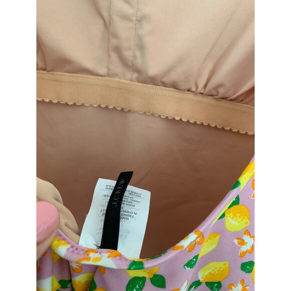 J Crew Shoulder-tie one-piece swimsuit in lemon print sz 8 - Picture 5 of 9
